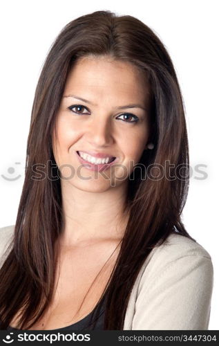Attractive young woman isolated on a over white background
