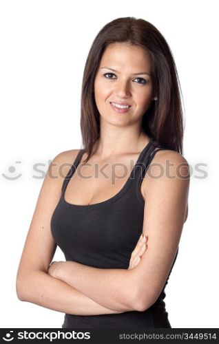 Attractive young woman isolated on a over white background