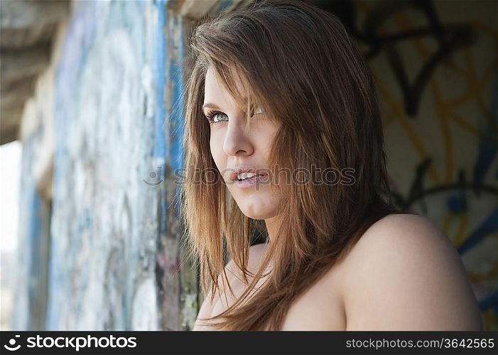 Attractive young woman looking away