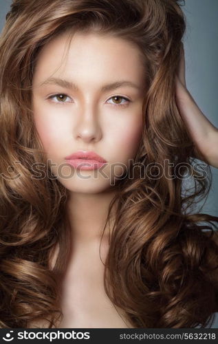 Attractiveness. Authentic Latin Woman with Perfect Curly Hairs