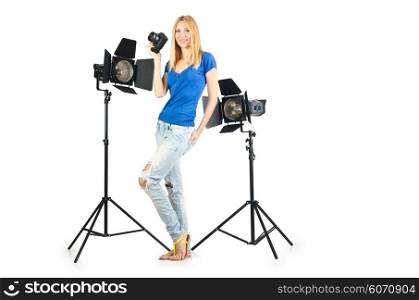 Attrative woman in photo studio