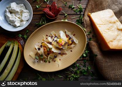 Aubergine and cheese recipe italian food on wood table