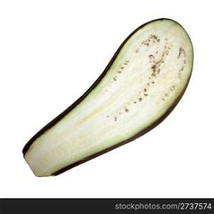 Aubergine slice isolated over a white background.