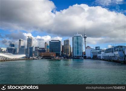Auckland city center view from the sea, New Zealand. Auckland view from the sea, New Zealand