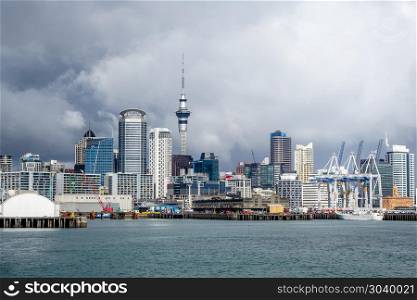Auckland city center view from the sea, New Zealand. Auckland view from the sea, New Zealand. Auckland view from the sea, New Zealand