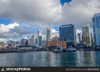 Auckland city center view from the sea, New Zealand. Auckland view from the sea, New Zealand
