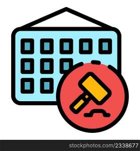Auction building icon. Outline auction building vector icon color flat isolated. Auction building icon color outline vector