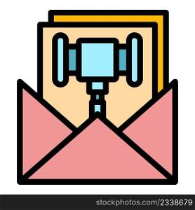 Auction envelope icon. Outline auction envelope vector icon color flat isolated. Auction envelope icon color outline vector