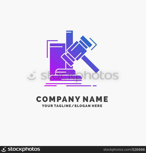 Auction, gavel, hammer, judgement, law Purple Business Logo Template. Place for Tagline.. Vector EPS10 Abstract Template background