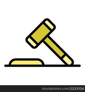 Auction hammer icon. Outline auction hammer vector icon color flat isolated. Auction hammer icon color outline vector