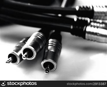 Audio and video cable, abstract techno backgrounds with copy space