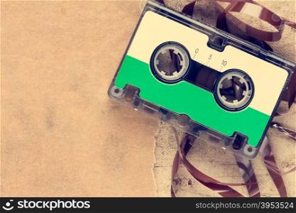 Audio cassette with paper piece for copy-space