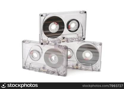 audio cassettes isolated on white background