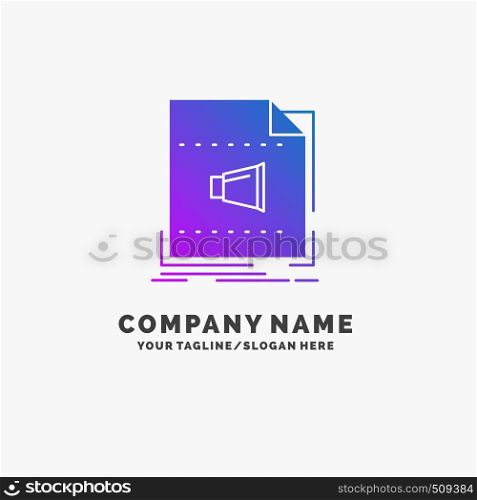 Audio, file, format, music, sound Purple Business Logo Template. Place for Tagline.. Vector EPS10 Abstract Template background