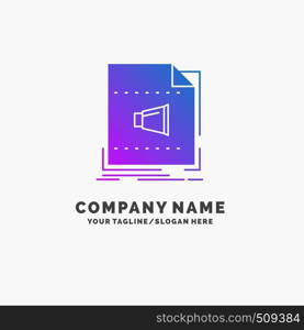 Audio, file, format, music, sound Purple Business Logo Template. Place for Tagline.. Vector EPS10 Abstract Template background