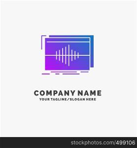 Audio, frequency, hertz, sequence, wave Purple Business Logo Template. Place for Tagline.. Vector EPS10 Abstract Template background