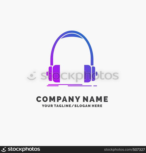 Audio, headphone, headphones, monitor, studio Purple Business Logo Template. Place for Tagline.. Vector EPS10 Abstract Template background