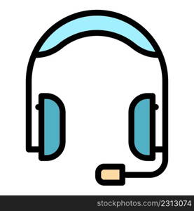 Audio headset icon. Outline audio headset vector icon color flat isolated. Audio headset icon color outline vector