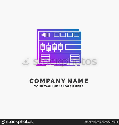 Audio, mastering, module, rackmount, sound Purple Business Logo Template. Place for Tagline.. Vector EPS10 Abstract Template background