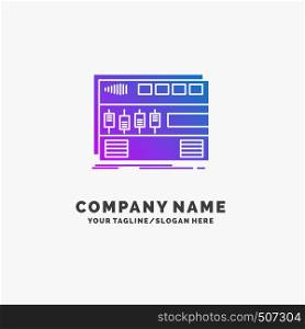 Audio, mastering, module, rackmount, sound Purple Business Logo Template. Place for Tagline.. Vector EPS10 Abstract Template background