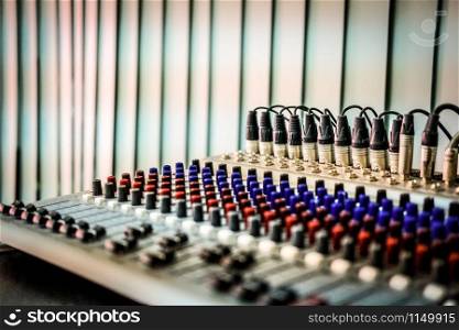 audio mixer. sound amplifier. professional music mixing engineering equipment