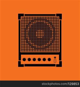 Audio monitor icon. Orange background with black. Vector illustration.