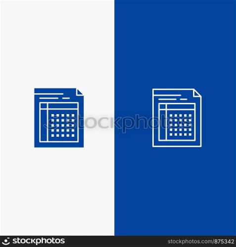Audit, Bill, Document, File, Form, Invoice, Paper, Sheet Line and Glyph Solid icon Blue banner Line and Glyph Solid icon Blue banner
