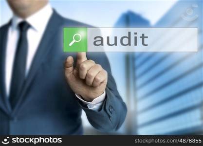 Audit browser is operated by businessman.