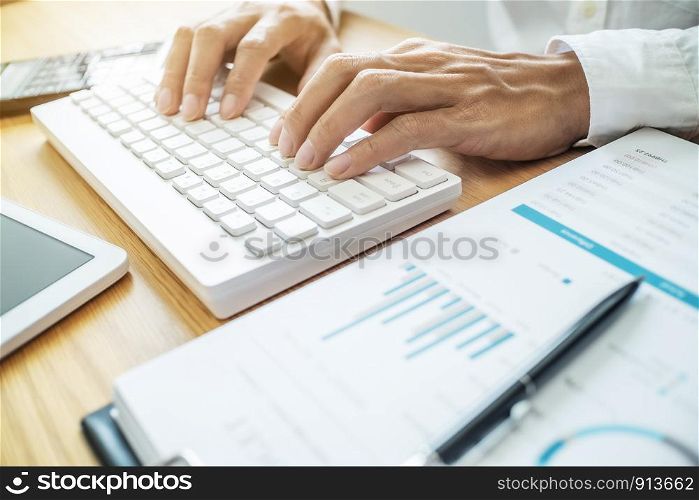 auditor or financial inspector working on business report