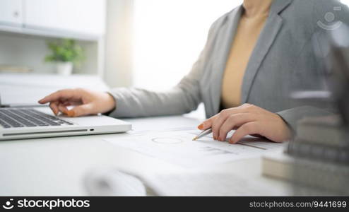 Auditor or internal revenue service staff, Business women checking annual financial statements of company. Audit Concept.