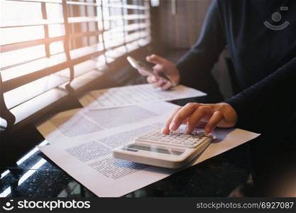 Auditor or internal revenue service staff, Financial inspector making report, calculating or checking balance. Business Audit concept.