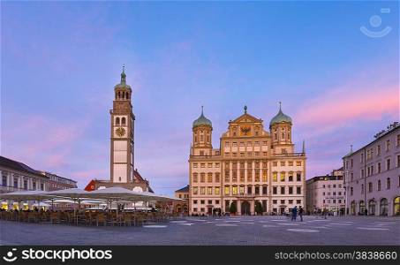 Augsburg City Hall and Perlachturm Tower by day, Bavaria, Germany