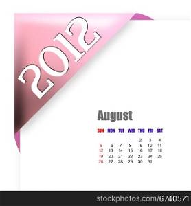August of 2012 calendar