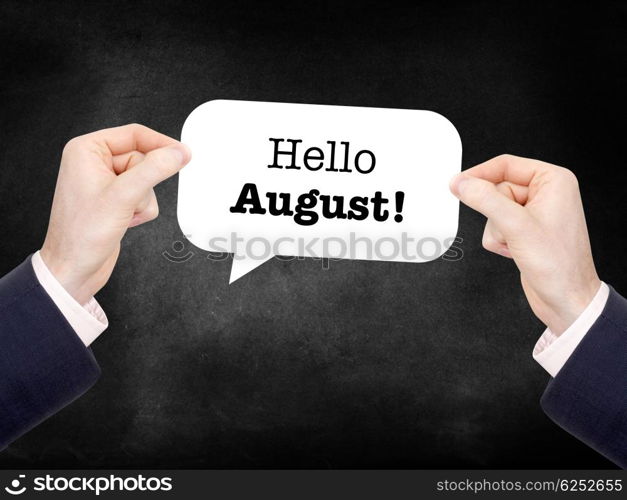 August written on a speechbubble