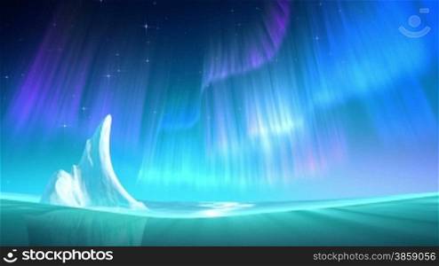 Aurora and iceberg on sea loop