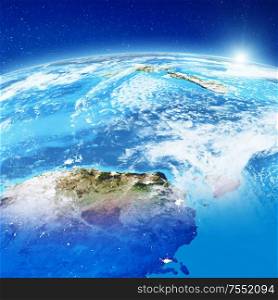 Australia and New Zealand from space. Elements of this image furnished by NASA. 3d rendering. Australia and New Zealand from space