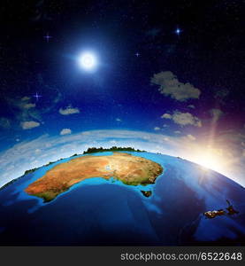 Australia and New Zeland. Elements of this image furnished by NASA 3d rendering. Australia and New Zeland 3d rendering. Australia and New Zeland 3d rendering