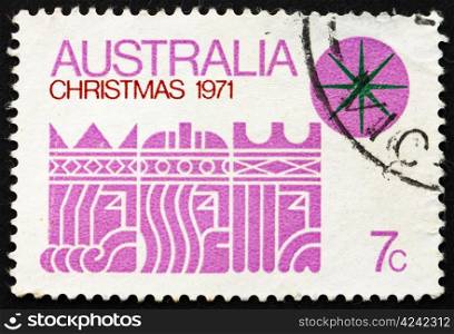 AUSTRALIA - CIRCA 1971: a stamp printed in the Australia shows Three Kings and Star, Christmas, circa 1971