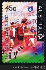 AUSTRALIA - CIRCA 1996: a stamp printed in the Australia shows St. Kilda Saints, Centenary of Australian Football League, circa 1996