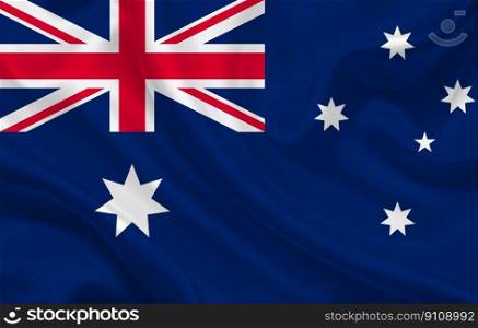 Australia country flag on wavy silk fabric. Australia country flag on wavy silk fabric background