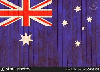 Australia flag background of old wood with knots.