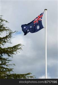 Australia flag in the gray light of the evening