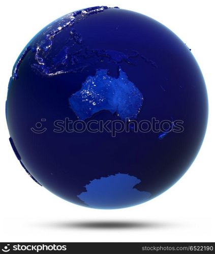 Australia globe white isolated 3d rendering. Australia globe white isolated. Elements of this image furnished by NASA 3d rendering. Australia globe white isolated 3d rendering