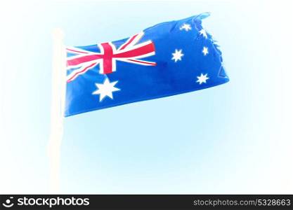 australia in the clear sky the waving flag