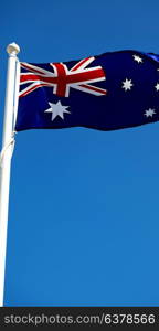 australia in the clear sky the waving flag