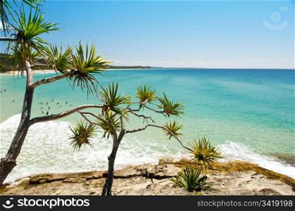 Australian beach on a hot summers day, Stradbroke Island, Queensland, Australia