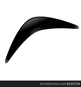 Australian boomerang. Black boomerang on a white background. Vector illustration of tribal &#xA;weapon. Stock vector&#xA;