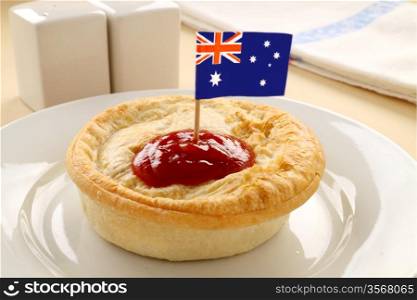 Australian flag on the classic Australian meat pie.