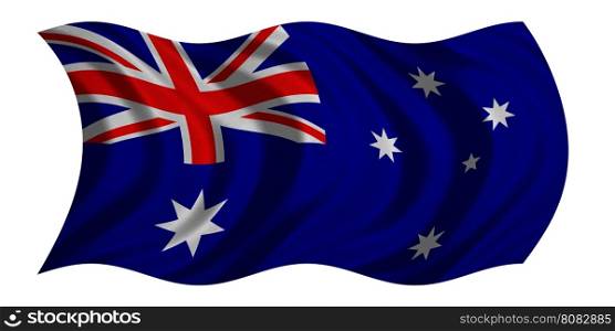Australian national official flag. Patriotic symbol, banner, element, background. Correct colors. Flag of Australia with real detailed fabric texture wavy isolated on white, 3D illustration