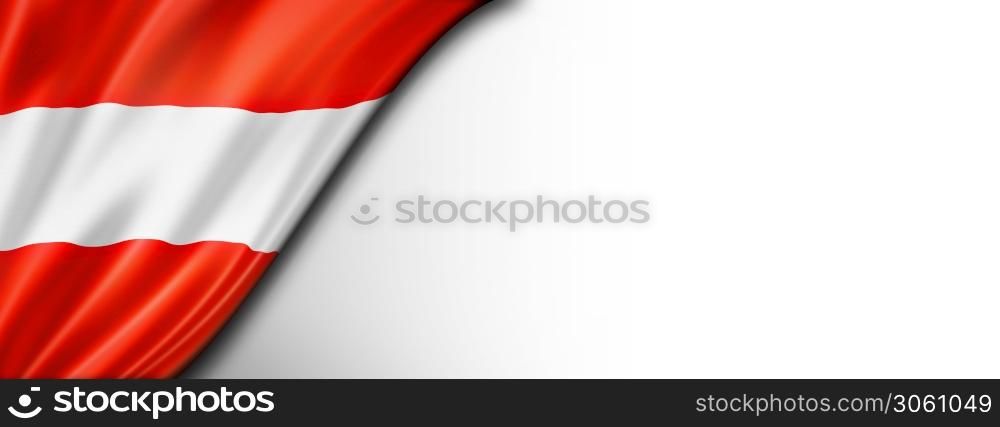 Austria flag isolated on white. Horizontal panoramic banner.. Austrian flag isolated on white banner